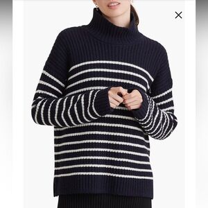 Alex Mill Seattle Stripe Mock Neck Merino Wool & Cashmere Turtleneck Sweater